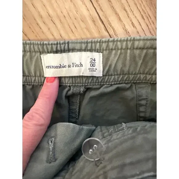 Abercrombie & Fitch Cargo Pants Womens Size 24/00 Green - Picture 3 of 5